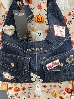 True Religion Blue Denim Bag Purse Satchel